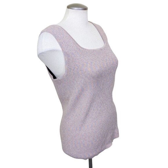 Womens Tank Top Plus Size 1X Knit Ribbed Metallic Square Neck Stretch Speckled - Picture 4 of 6